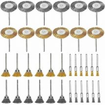 36Pcs Brosse Metallique pour Perceuse Brosse Métalliques Meuleuse Circulaire Laiton Perceuse Fil D'Acier Roue Brosses de Nettoyage pour Nettoyage de