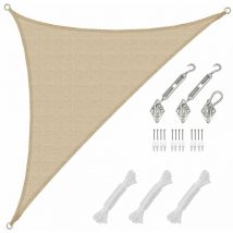 3,6x3,6x5,1 Voile d'Ombrage Triangulaire Respirante - Toile uv avec Fixation