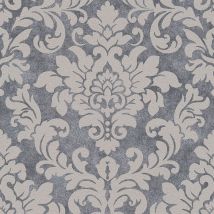 Papier peint baroque gris idéal chambre adulte Tapisserie grise pailleté style vintage Papier peint élégant avec ornements