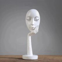37CM Thinker Face Mask Ornament Figurine Statue Sculpture, White