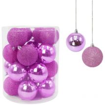 389088 Paquete 24 Bolas de Navidad 7 cm Rosas Decoraciones para los árboles