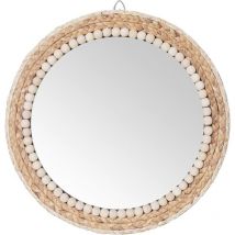 Freosen - 38cm Miroir Rotin Rond Mural Miroir Décoration Boho Bohème Pour Salon Chambre Salle de Bain