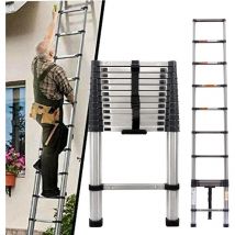 3,8m 12,5ft Échelle Télescopique Portable Échelle Pliant en Acier Inoxydable Telescopic Ladder EN131 pour Attic/Grenier 150kg Charge