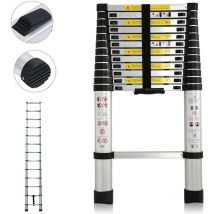 3,8M Échelle Télescopique en Aluminium Bricolage Pliable Extensible Unique Droite Multi-Fonction Ladder Charge 330lbs (150 kg)