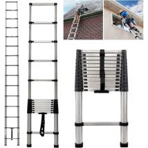 3.8M Telescopic Ladder 12.5Ft Telescoping Ladder Multi-Purpose Extendable Ladder Steps Extension Portable Collapsible Ladder 150kg Load Loft ladder