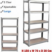 Briefness - 5 Tier Shelf Garage Shelving Heavy Duty Racking Unit Boltless Storage Shelves