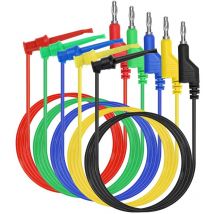Laoa - 39 Inch Multimeter Test Lead Set - 5 Pcs Stackable Banana Plug to Test Hook Wire Cable Kit with Protective, Flexible Wire Leads for Electrical