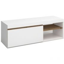 Vmo Home - Table tv, Blanc mat et Naturale, Medium