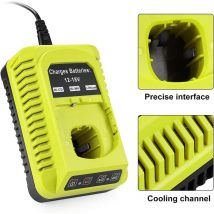 Memkey - Caricabatterie di ricambio 3A 12V-18V per Ryobi 18V P117 P118 P113 BCL1418 260051002 Caricabatterie compatibile con batteria Ryobi 18V