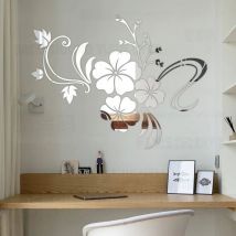 3D décoration murale chambre stickers printemps Hibiscus fleur Nature miroir décoratif mur autocollant décor à la maison 86x66cm
