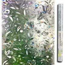 3D Film pour Fenêtre Film Electrostatique Protége Intimité Anti-UV Décoratif Film Vitre Anti Regard Occultant avec Motif Tulipes Fleurs pour Verre et