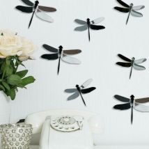 Roommates - Stickers libellules effet miroir 3D - Gris