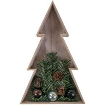 3D led Holz-Weihnachtsbaum 28 cm Holztanne Weihnachten Leuchtbaum Tischdeko Echtholz - Weiß