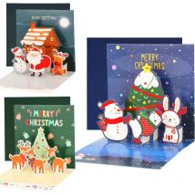3D Pop Up Noël Carte de Voeux avec Enveloppes, Kit de 3 Cartes de Vœux Créatives pour Noel Cadeau Filles Garçons, Xmas Letters Noël Decoration Carte