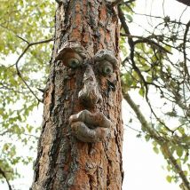3D Old Man Tree Face Art Ornaments - Funny Whimsical Tree Face Sculpture - Garden Decor (b)