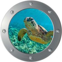 XVX - 3D U-Boot Bullauge Wandaufkleber - Schildkröte (Durchmesser: 29cm), Wanddeko, Kinderzimmer, Babyzimmer, Badezimmer