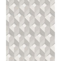 3D wallcovering wall Profhome DE120131-DI hot embossed non-woven wallpaper embossed with rhomboid pattern shiny white light grey 5.33 m2 (57 ft2)
