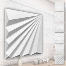 3D Wandpaneele aus pvc Kunststoff - weiße Wandverkleidung mit 3D Optik - Abstrakte Motive: 3 qm 12 Platten, HD142