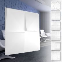 3D Wandpaneele aus pvc Kunststoff - weiße Wandverkleidung mit 3D Optik - Cube Motive: 2 qm 8 Platten, HD132
