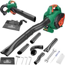 Gardebruk - 4en1 Aspirateur feuilles à essence 25,4 cm³ Souffleur broyeur avec sac collecteur 45L jardin feuilles