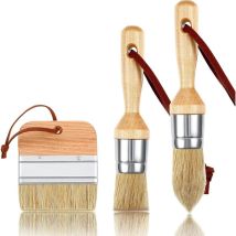 3er-pack Kreide- Und Wachspinsel, Ovale Pinsel Für Acrylmalerei, Borsten-schablonenpinsel Für Holzmöbel, Heimdekoration
