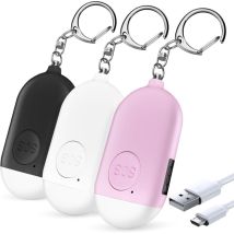 3er-pack Persönliche Sirene – 130 Db Selbstverteidigungs-schlüsselanhänger-sirene Mit Mini-led-notfalltaschenlampe – Für Frauen, Kinder Und Senioren