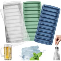 3er-pack Silikon-eiswürfelformen, Leicht Zu Entnehmen, Stapelbar Mit Deckel, 10 Fächer, Lfgb-zertifiziert Und Bpa-frei, Ideal Für Sport- Und 