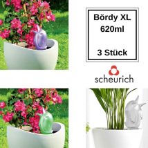 3x Scheurich Bewässerungssystem Bördy xl 3er Set Transparent/Lila/Grün 620 ml Scheurich Wasserspender Bördy xl 620 ml