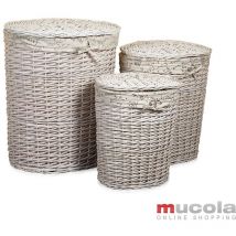 Set de 3 cestas de lavandería caja de lavandería cubo de lavandería recipiente de lavandería ratán ropa cesta de ropa cesta de almacenaje