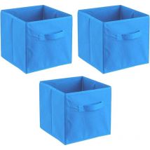 3er Set Faltbox, Aufbewahrungsbox, Aufbewahrungskiste in Würfelform mit Griff hellblau - Adob