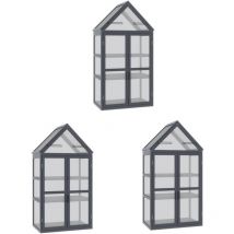 3er-set Frühbeet Mini Gewächshaus 3 Ebenen Treibhaus Pflanzenbeet Mit Aufklappbarem Dach Doppeltüren Aus Holz Natur 70,5 X 42 X 132 Cm