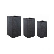 Set mit 3 hohen schwarzen Graffiti-Vasen