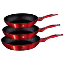 3er Set Granitpfannen Berlinger Haus Burgund Bh-1288