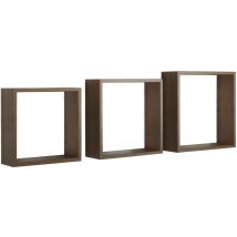 Kubischer 3er set wandregal mod. InCubo Slim farbe eiche tabak
