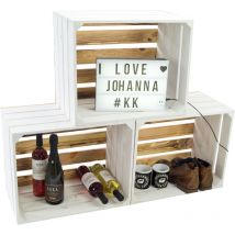 3er set Obstkiste 'Johanna' weiß mit geflammten Boden ohne