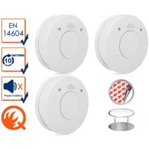 3er Set Rauchmelder mit 10 Jahres Batterie & Magnethalterung