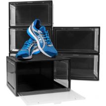 6er Set Schwarze Schuhbox Stapelbar Aufbewahrungsbox Kunststoffbox Schuhkasten Schuhkarton Schuhorganizer bis Gr.47