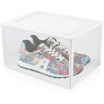 Weiße Schuhbox Stapelbar Aufbewahrungsbox Kunststoffbox Schuhkasten Schuhkarton Schuhorganizer bis Gr.47