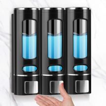 3er Set Seifenspender zur Wandmontage - 400 ml - Schwarz - Seifenspender - Spülmittelspender - Spülbecken - Duschgelspender