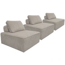 Sweeek - 3er-Set Sessel für modulares Sofa Cordbezug, Cord, Hellgrau
