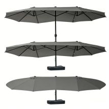 3er-set Sonnenschirm Gartenschirm Doppelsonnenschirm Mit Schirmständer Handkurbel Dunkelgrau Oval 460 X 270 X 240 Cm