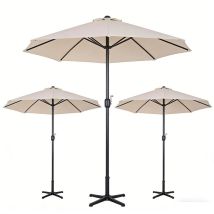 3er-set Sonnenschirm Gartenschirm Marktschirm Doppelsonnenschirm Terrassenschirm Mit Handkurbel Beige Oval 455 X 270 X 240 Cm