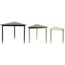 Hilfstisch Set 3er – Marmor 68x46,5x53 cm – Metall – Multicolor – Elegante Ablageflächen für Wohnbereich