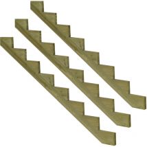 3er Set Treppenwange 8 Stufen aus kdi Holz für Gartentreppen-Höhe 136cm