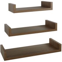 Ahd Amazing Home Design - 3er Set Wandregal Mod. Calamita Maxi Farbe Eiche Tabak