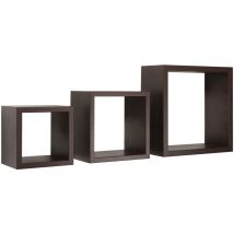 AHD Amazing Home Design – Kubisches 3er Set Wandregal – 35x35 cm, 25x25 cm, 20x20 cm – Holzfaser – Farbe Wenge – Hergestellt in Italien