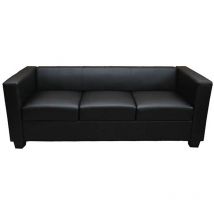 3er Sofa Lille, Kunstleder schwarz