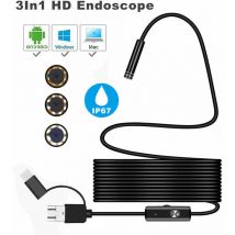 3in1 Android usb Type-C Endoscope Inspection 7mm Cam ra 6 led hd tanche