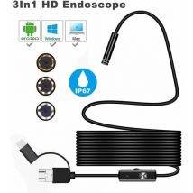 3in1 Android usb Type-C Endoscope Inspection 7mm Cam ra 6 led HD tanche