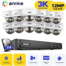 ANNKE 3K Kabelgebundenes Außenbereich Videoüberwachungsset, 16Kanal NVR und 12x5MP PoE Kamera, Intelligentes Dual Licht, Personen/Fahrzeugerkennung,